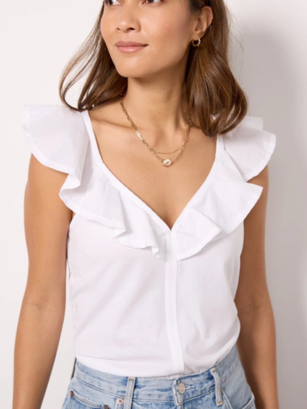 Nation Los Angeles Neah Ruffle Tank White Small